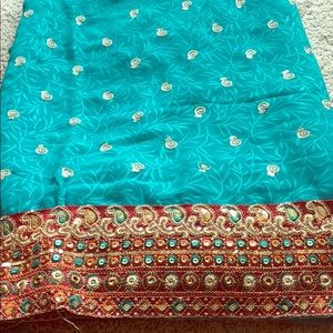 Green saree Indian clothing